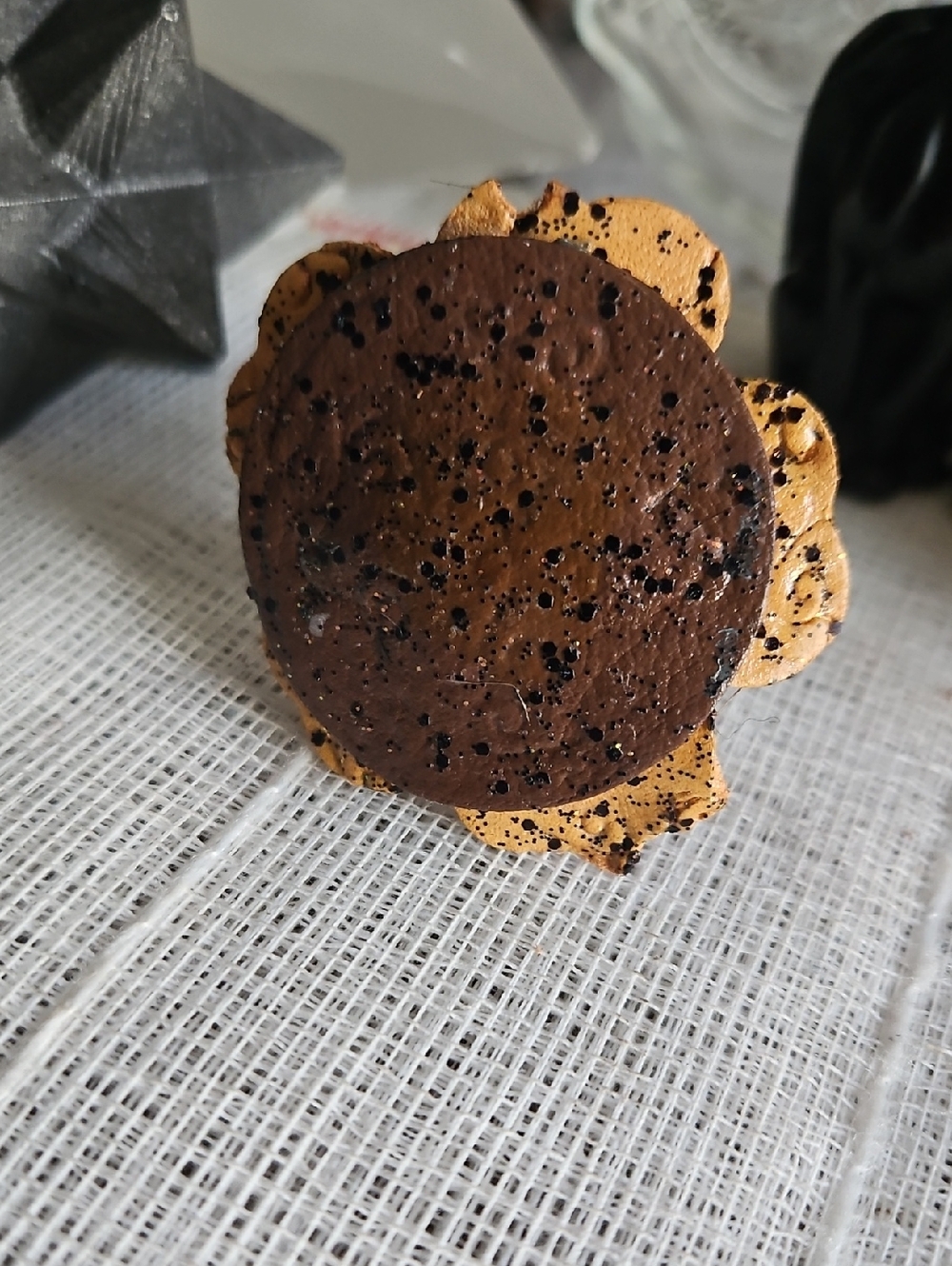 Handmade Genuine Leather Pet Collar Flower Accent NEW